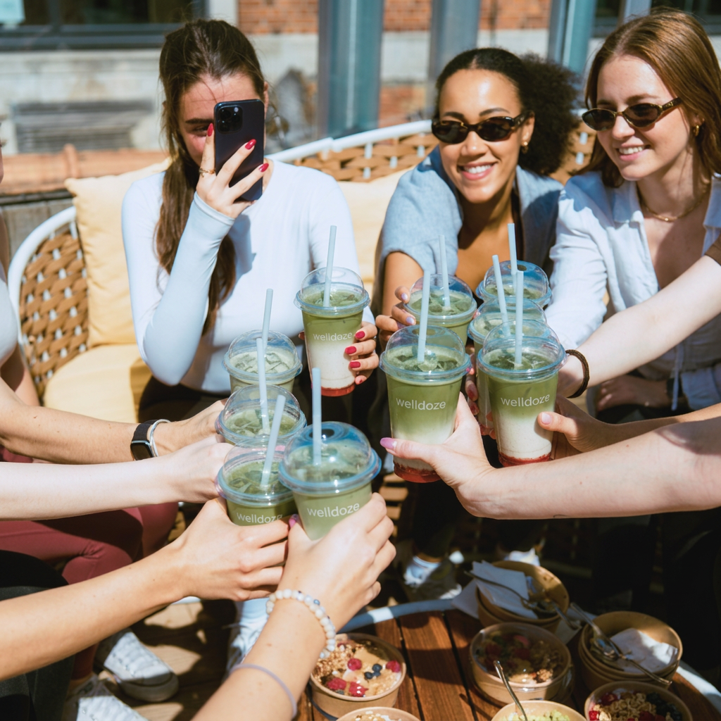 Welldoze community enjoying drinks together